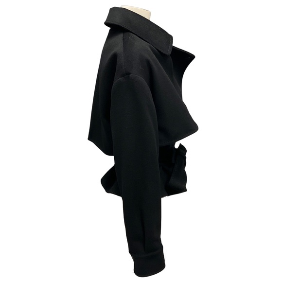 MALEJ BLACK CROPPED TRENCH COAT WITH BELT - Picture 4 of 7